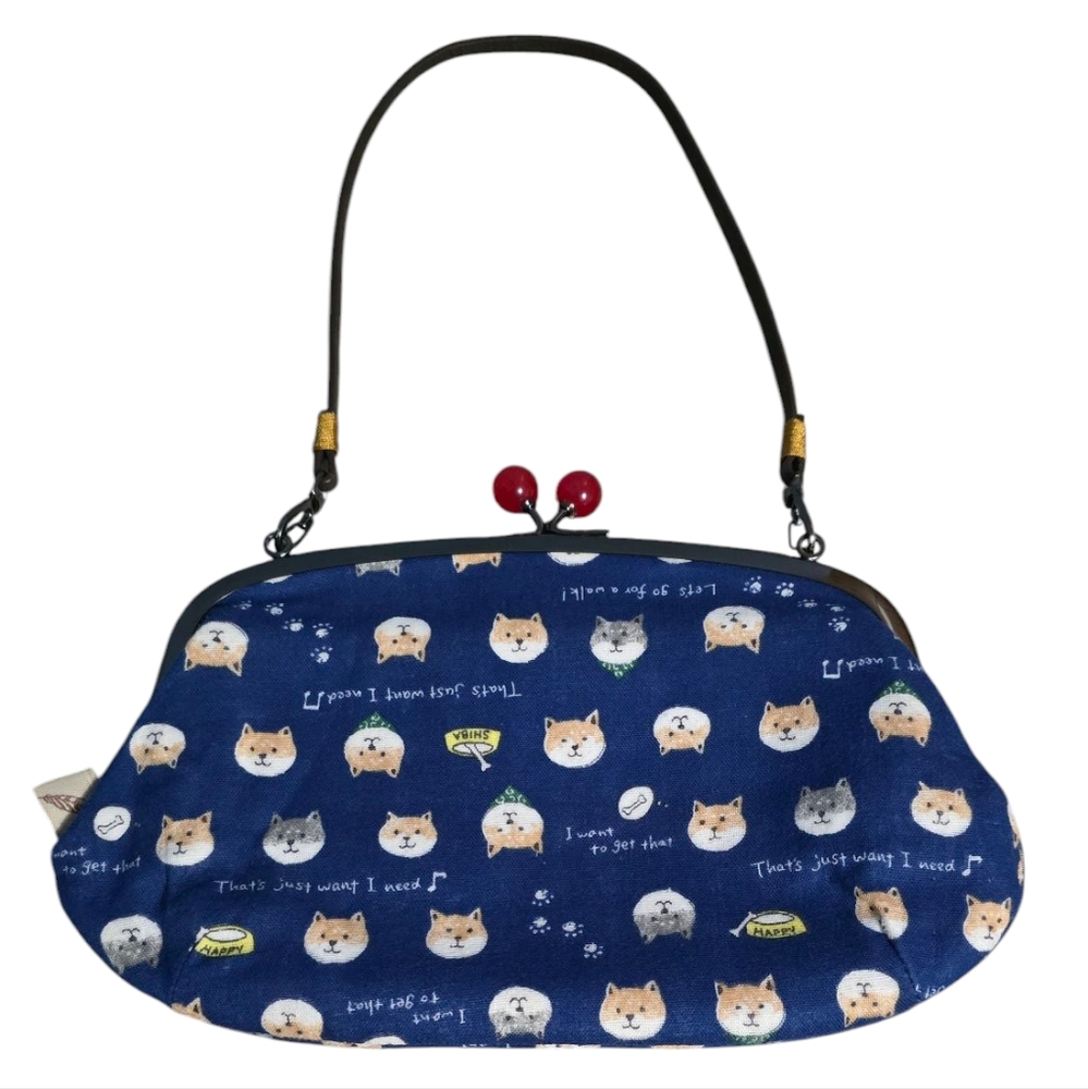 Ripple Shiba Inu Navy Blue Kisslock Mini Clutch Handbag